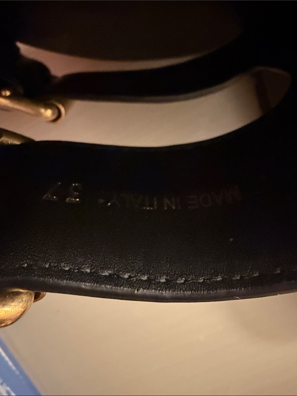 Prada Women’s Black Leather Logo Slide Sandals with Gold Hardware size 37 - Picture 6 of 6